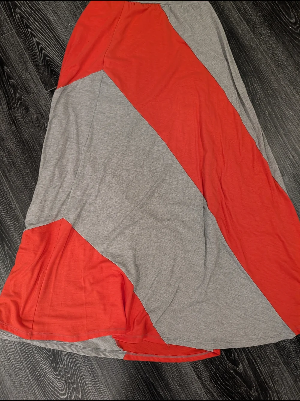Grey and Red Colorblock Maxi Skirt